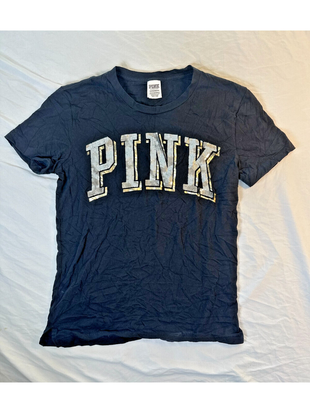 Victoria's Secret PINK T-Shirt Glitter Lettering - XS